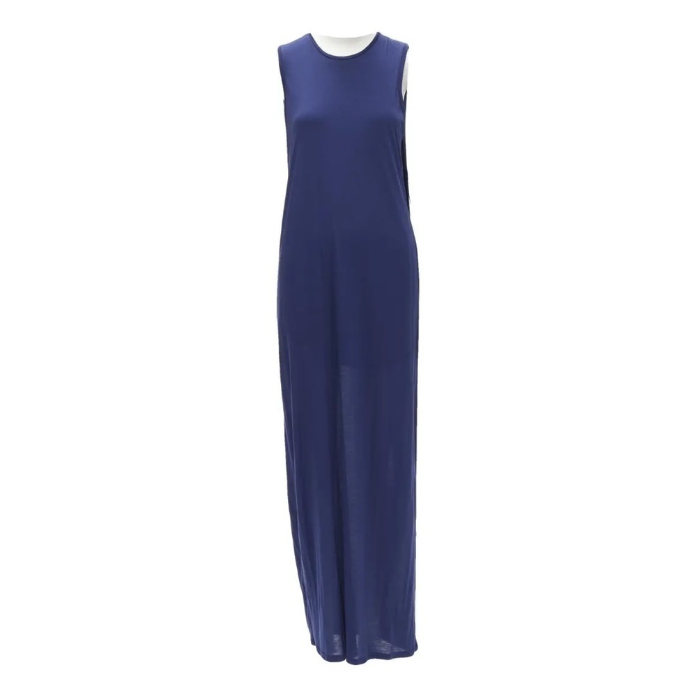 ACNE STUDIOS 2016 Ormanda Tencel Navy Cape Illusion Maxi Lined Tank Dress XS